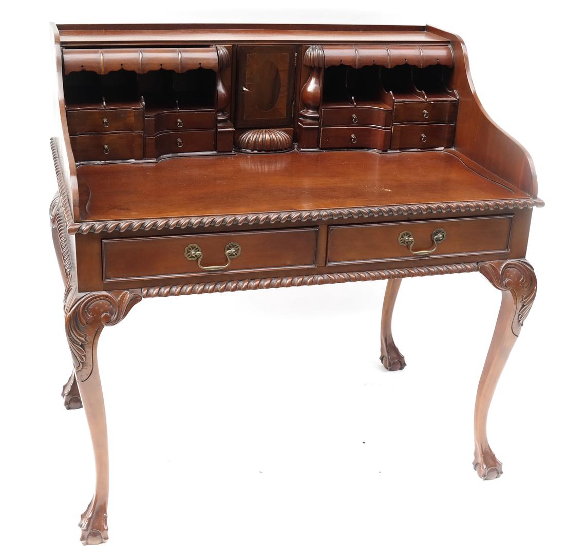 Chippendale-Style Carlton House Desk: Chippendale-style Carlton House desk, [40 1/2" H x 27 1/2" D x 42 1/2" H].