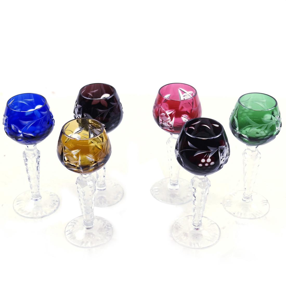 Six Continental Cut Glass Cordials (1 of 3)