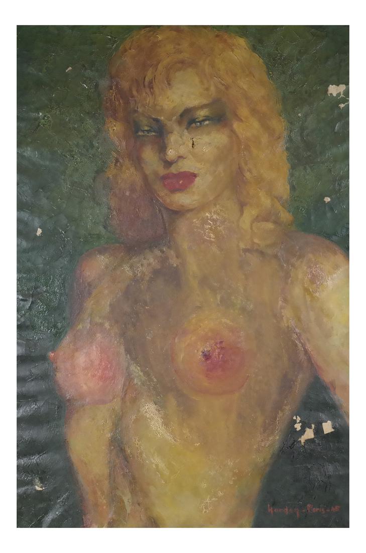 Harden, Female Nude - Oil On Canvas: A framed oil on canvas of a nude female, signed "Harden" - Paris. Dimensions: Art: 28.00 " H x 19.00 " W; Frame: 33.00 " H x 24.0