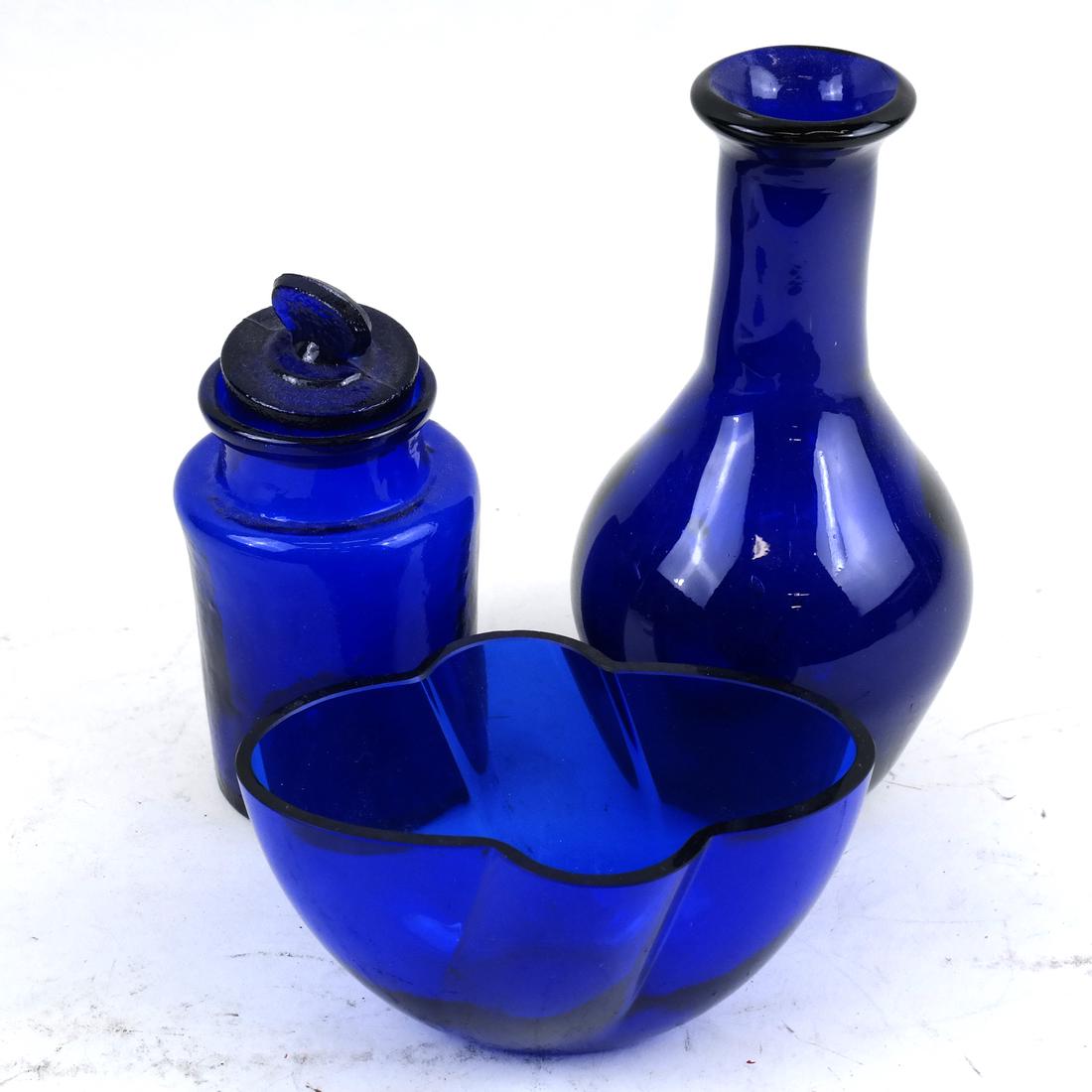 Three Colbalt Blue Glass Vessels (1 of 4)