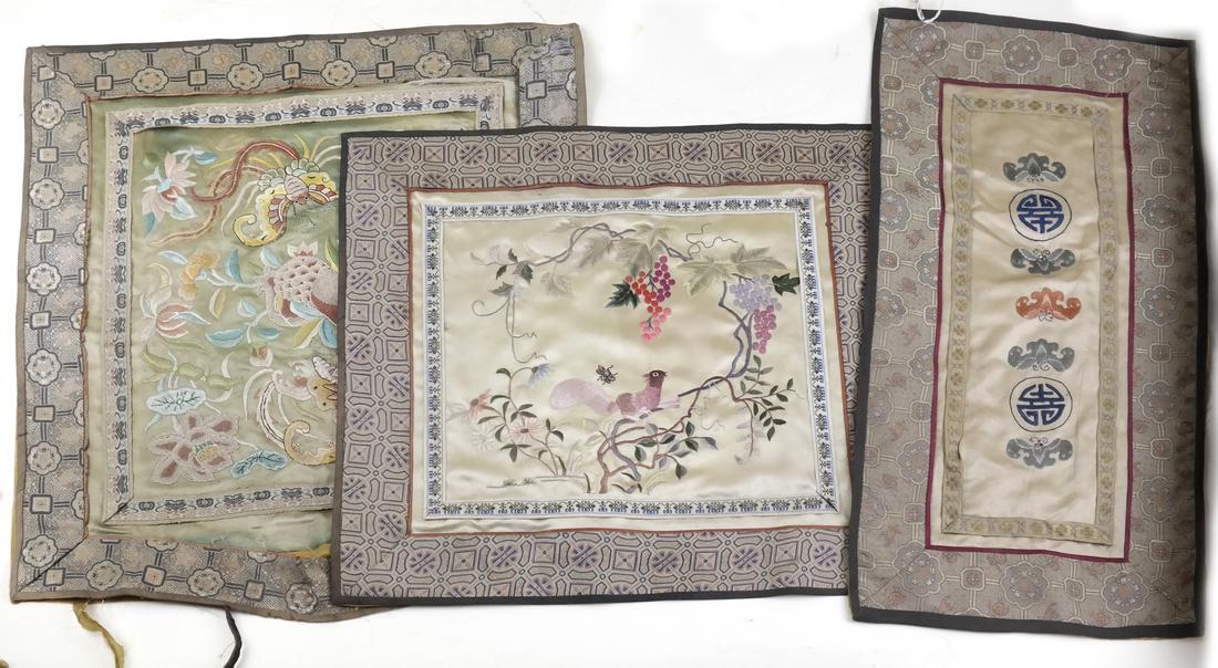 Three Chinese Embroidered Silk Textiles (1 of 6)