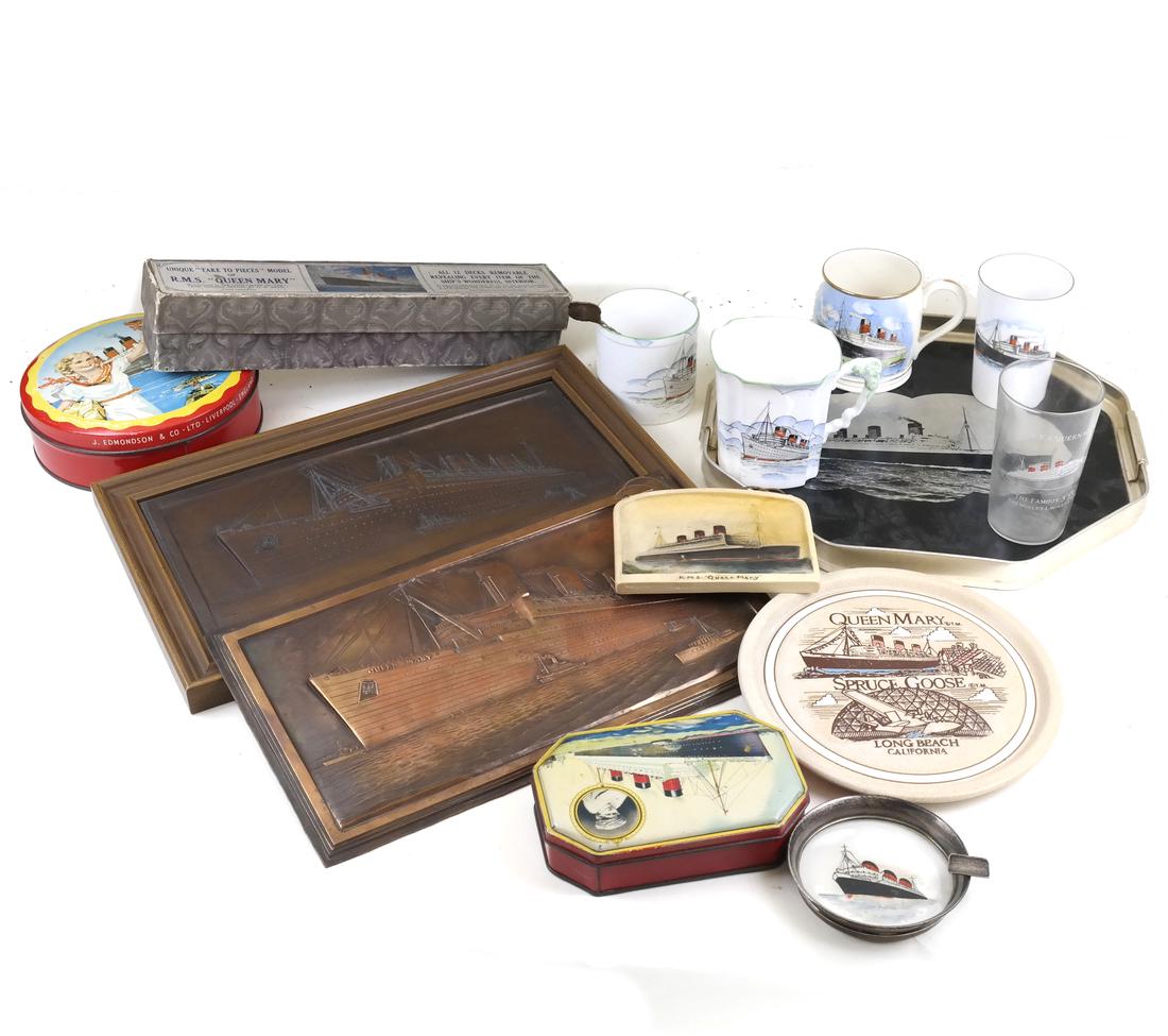 Group of RMS Queen Mary Souvenir Decorations (1 of 6)