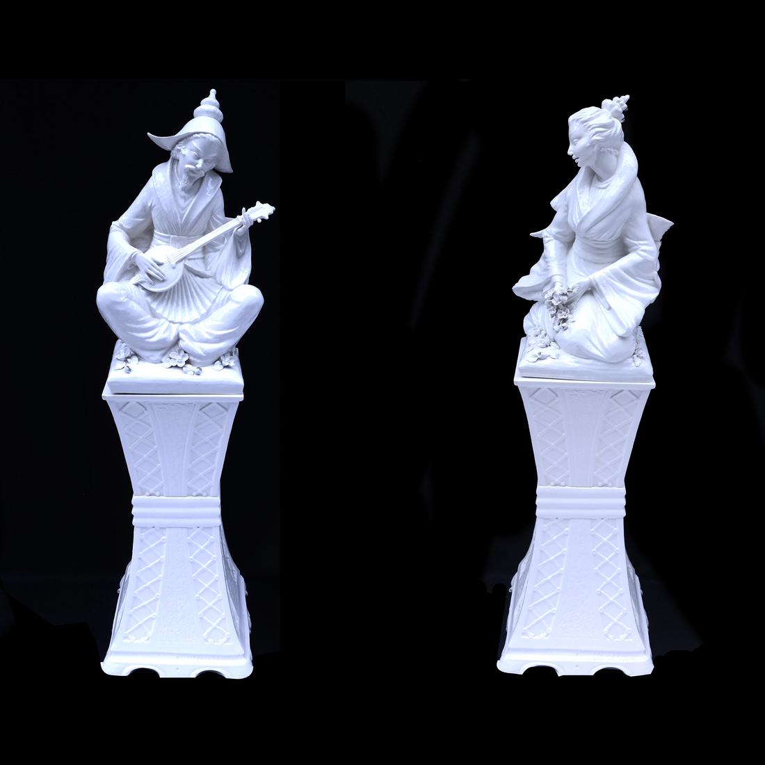 Pair of Blanc De Chine Figures on Pedestals (1 of 10)