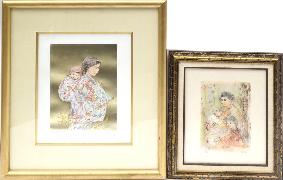 Edna Hibel, Two Asian Mother & Child Lithographs (1 of 8)