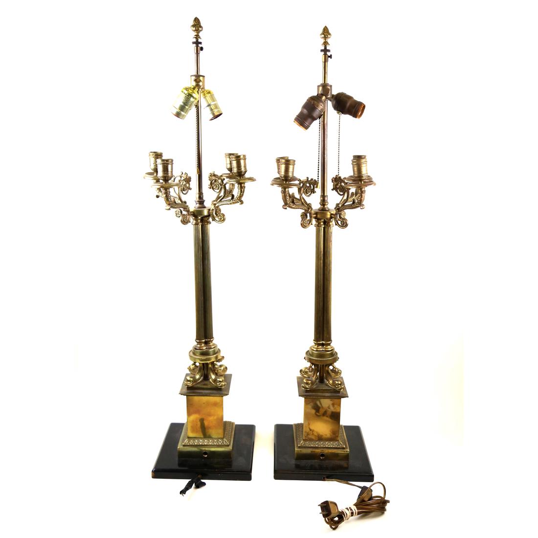 Pair of Brass Six-Light Candelabra (1 of 7)