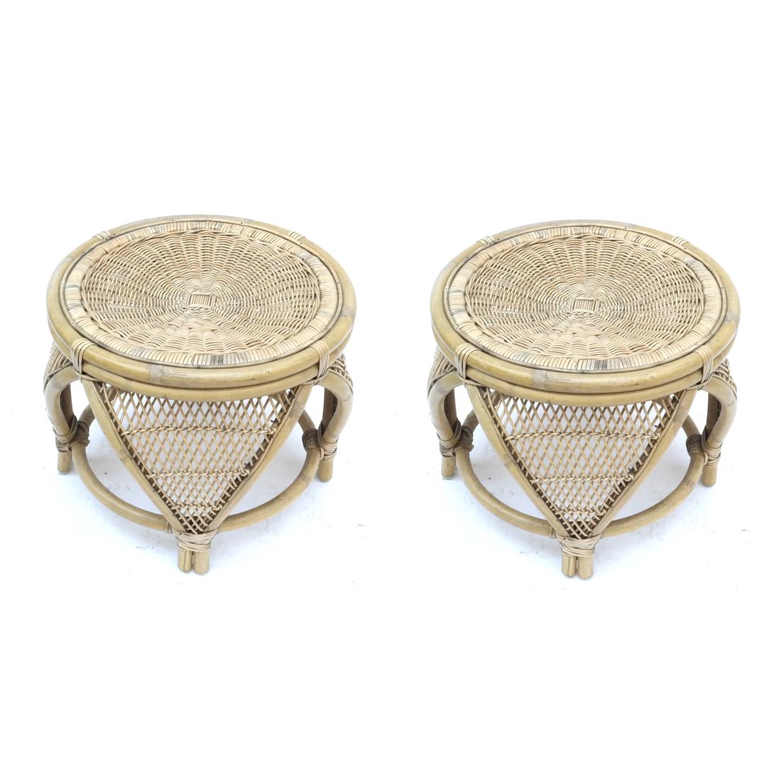 Pair of Vintage Wicker Stools (1 of 6)