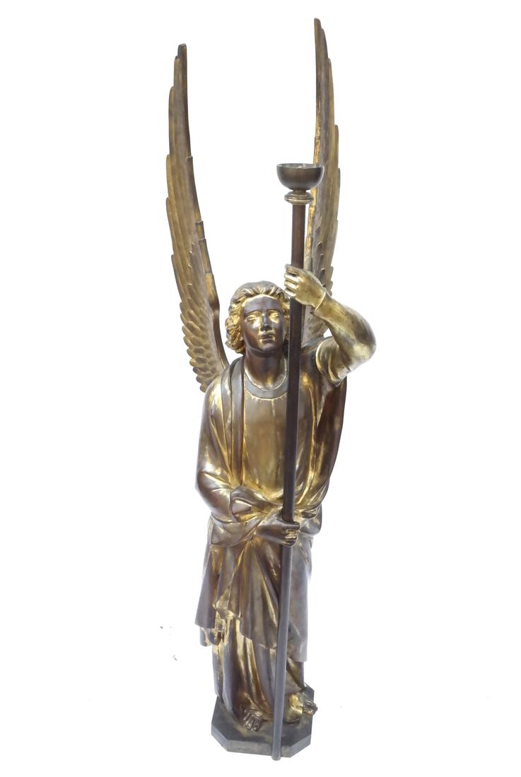 Large Antique Parcel Gilt Bronze Angel (1 of 7)