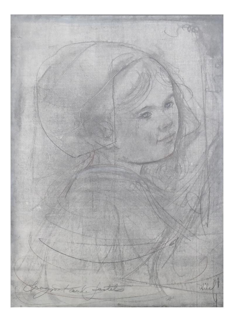 Edna Hibel, Portait of a Young Girl on Paper (1 of 6)