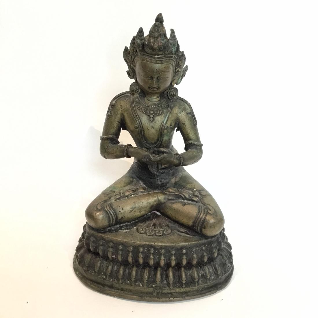 Old Asian Bronze Bodhisattva Statue (1 of 3)