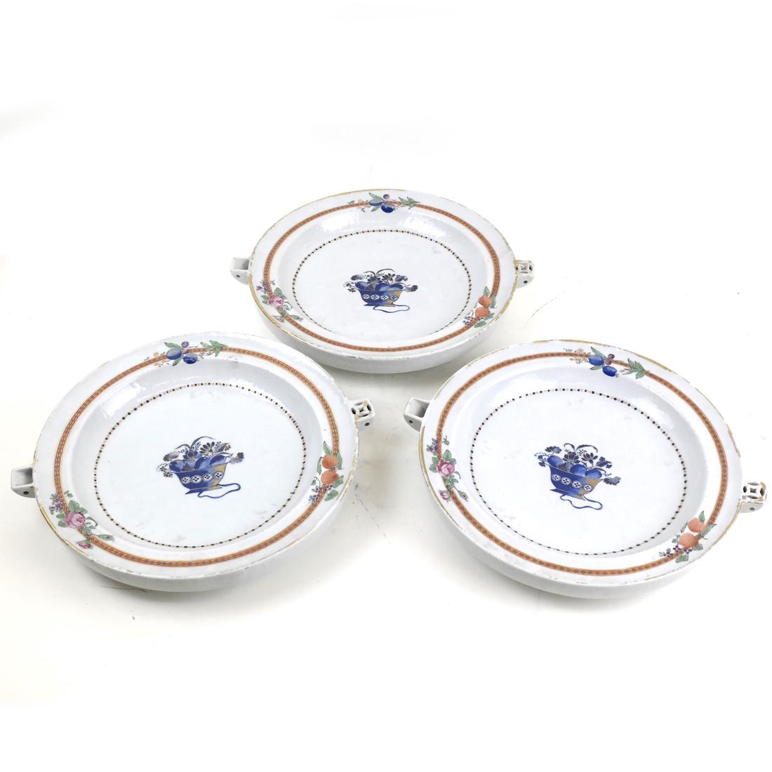 Three Chinese Export Porcelain Warming Dishes (1 of 8)