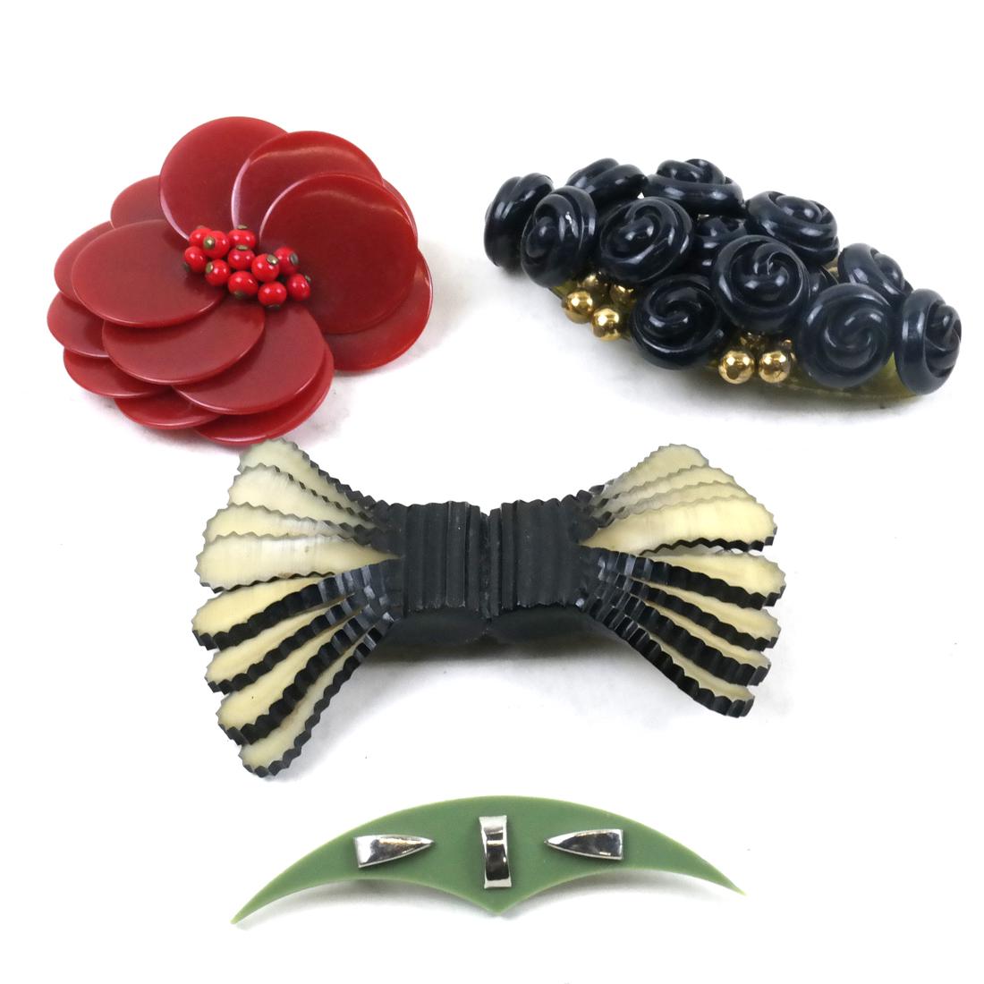 Four 1920-1930's Bakelite Pins (1 of 6)