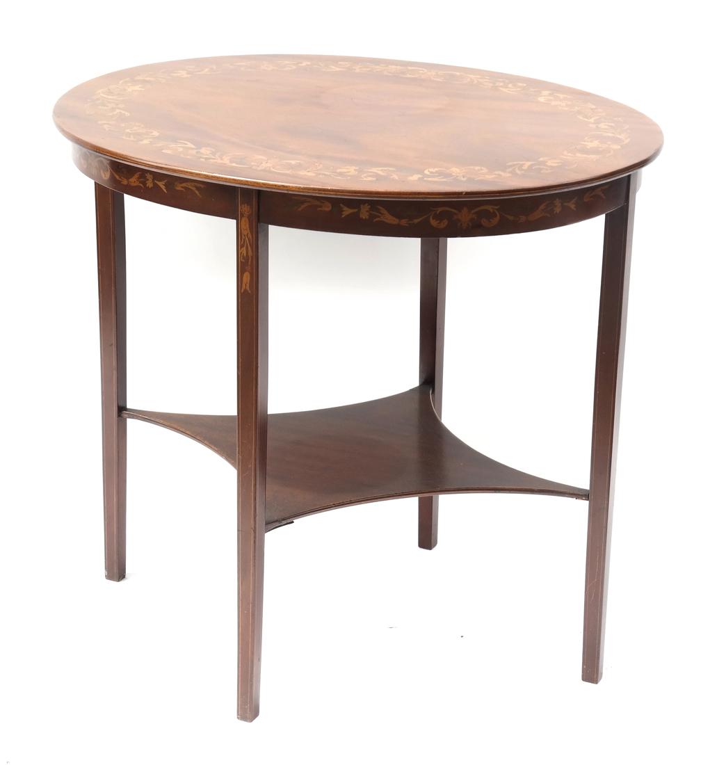Oval Inlaid Two-Tier Table (1 of 7)