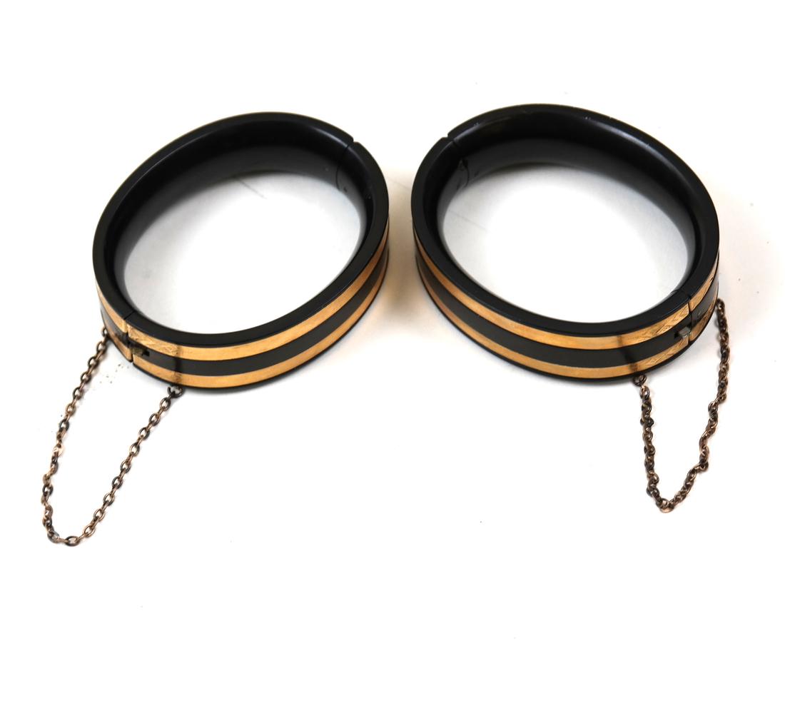 Pair of 14K Gold and Gutta Percha Victorian Bracelets (1 of 4)