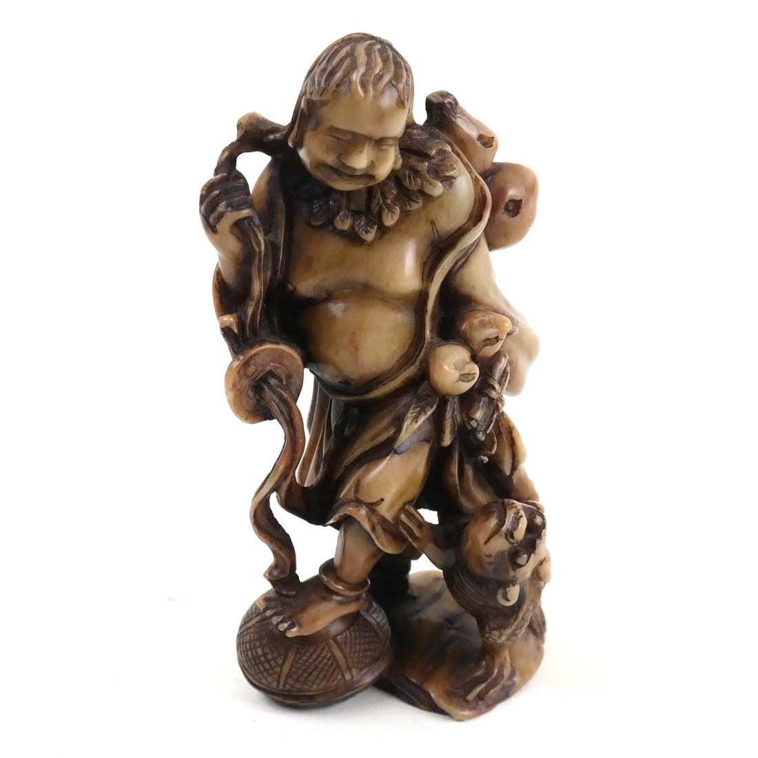 Asian Carved Soapstone Small Figural Group (1 of 7)