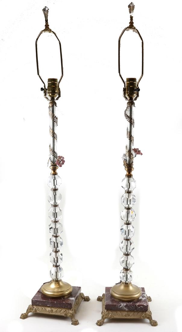Pair of Crystal Column Lamps (1 of 5)