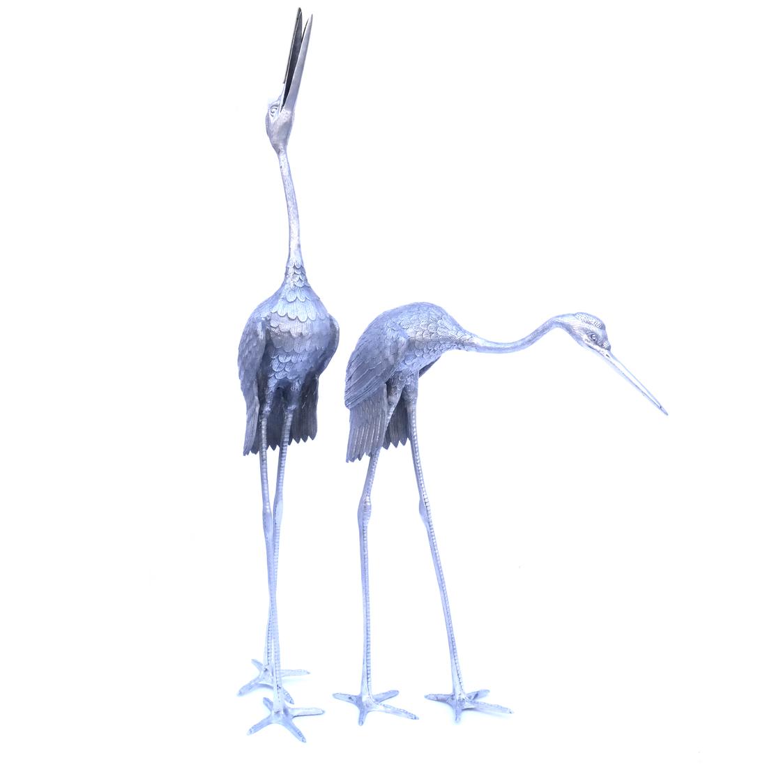 Two Silvered Aluminum Cranes (1 of 7)