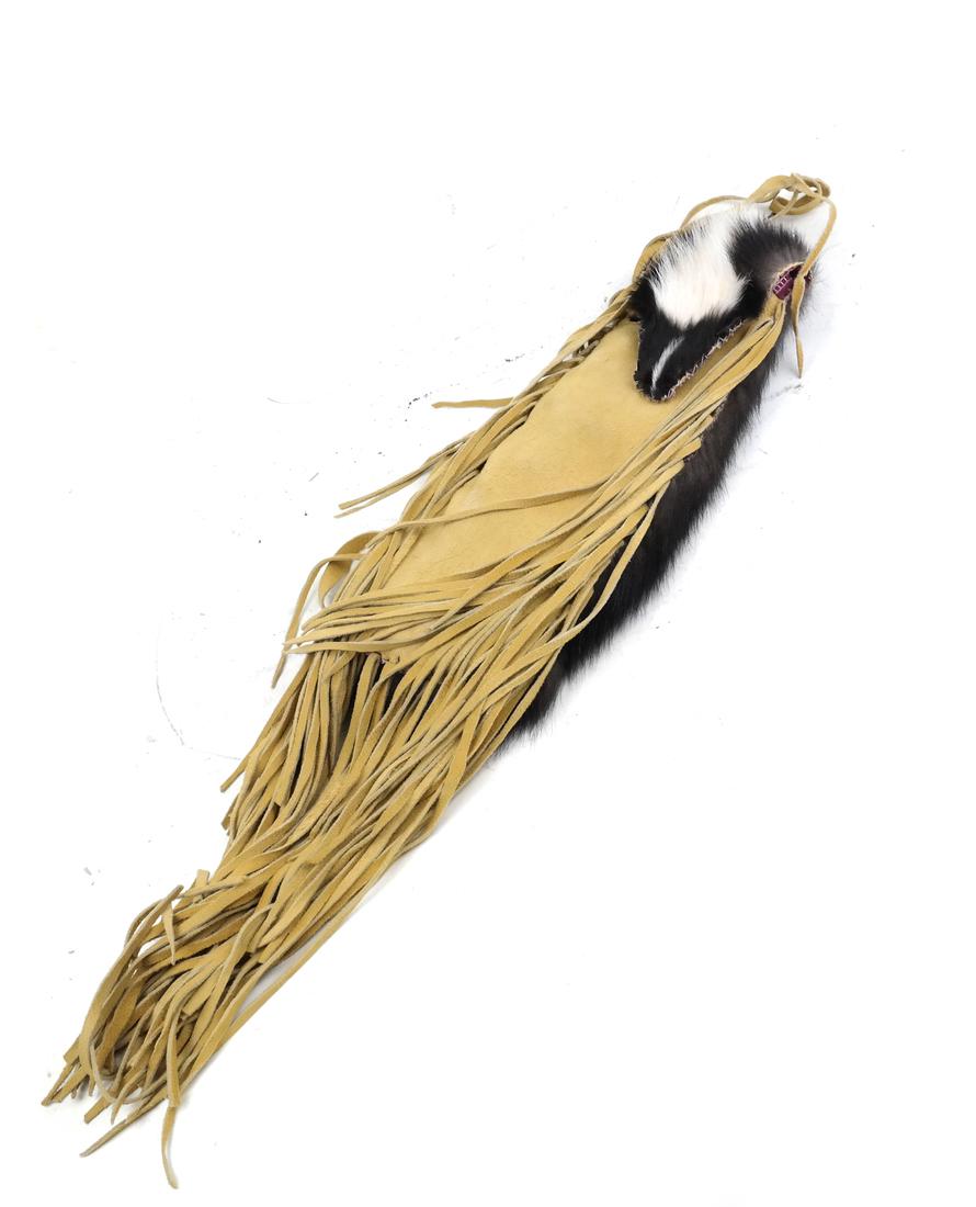 Skunk Tassle Shoulder Bag: Skunk tassle shoulder bag. From the Collection of Will Barnet.