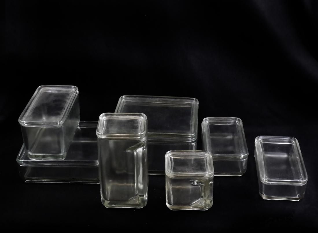 Set 4 Wilhelm Wagenfeld Kubus Vintage Glass Containers (1 of 4)