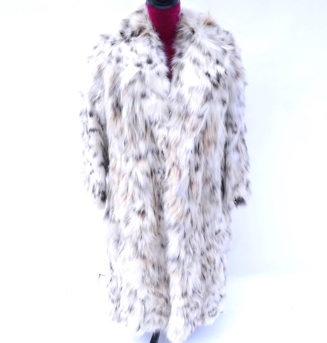 Women's Lynx Belly Coat: Approx. Size 8. Retains Ben Kahn Label and lining embroidered with "Bernice". Bears three hook closures and side pockets.