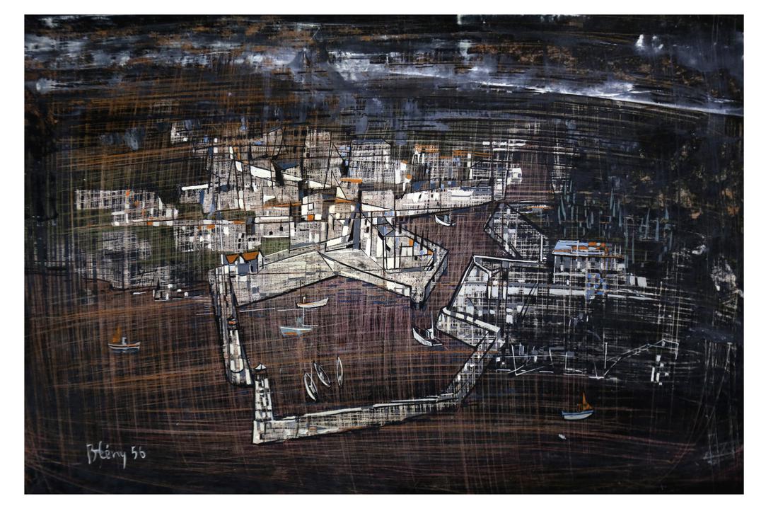 Jacques Bleny, "Le Port du Palais", Oil on Canvas: Jacques Bleny oil on canvas "Le Port du Palais". Dimensions: Art: 10" H x 15.5" W; Frame: 11" H x 16.5" W; 