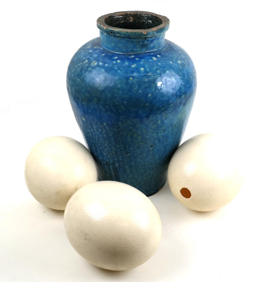 Blue Vase and 3 Ostrich Eggs (1 of 5)