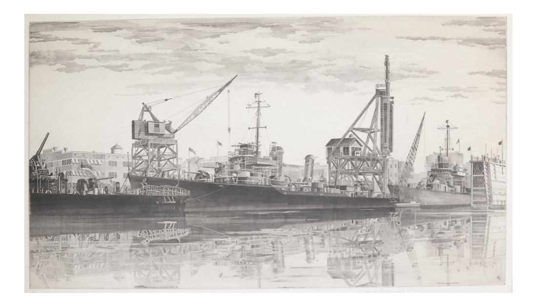 John Taylor Arms, "Destroyers in Wet Basin" - Etchings (1 of 10)