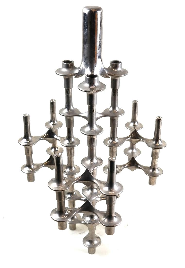 Silvered Bronze Puzzle Sculpture Candlestick (1 of 4)