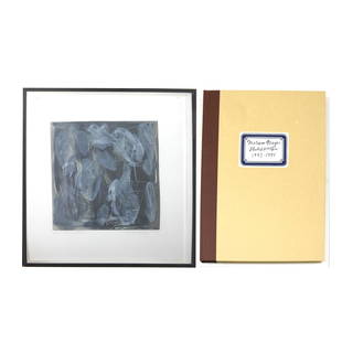 Melissa Meyer, 1994 Monotype and 1997 Book: Comprises: 1.) Grisaille monotype. Signed at bottom right with date "Melissa Meyer 1994," in pencil and titled at left with edition number "Belvedere XXXIX." 2.) 4to Book "Melissa Meyer: Sketchbooks 1