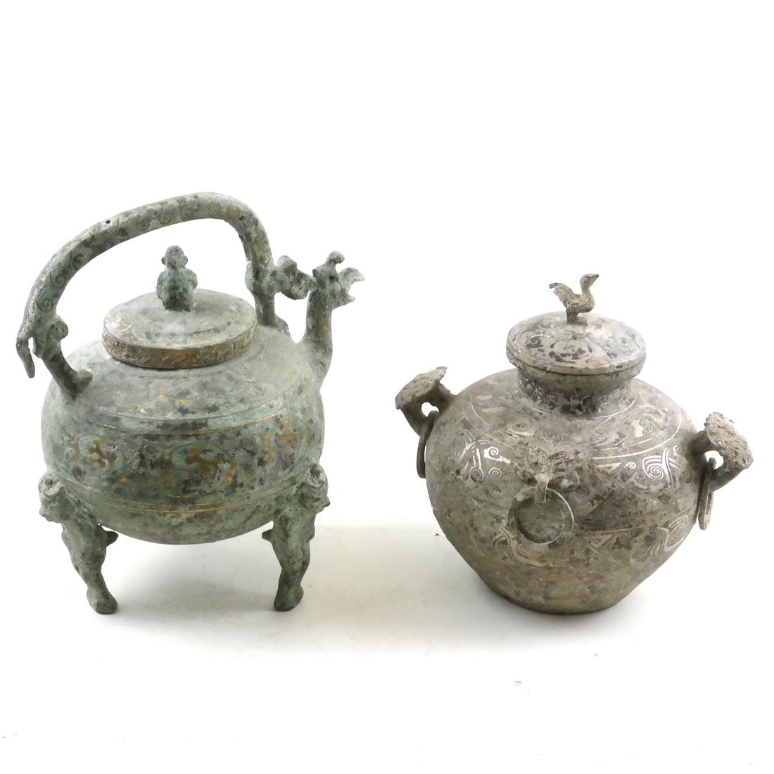 Two "Aged" Inlaid Bronze Vessels (1 of 8)