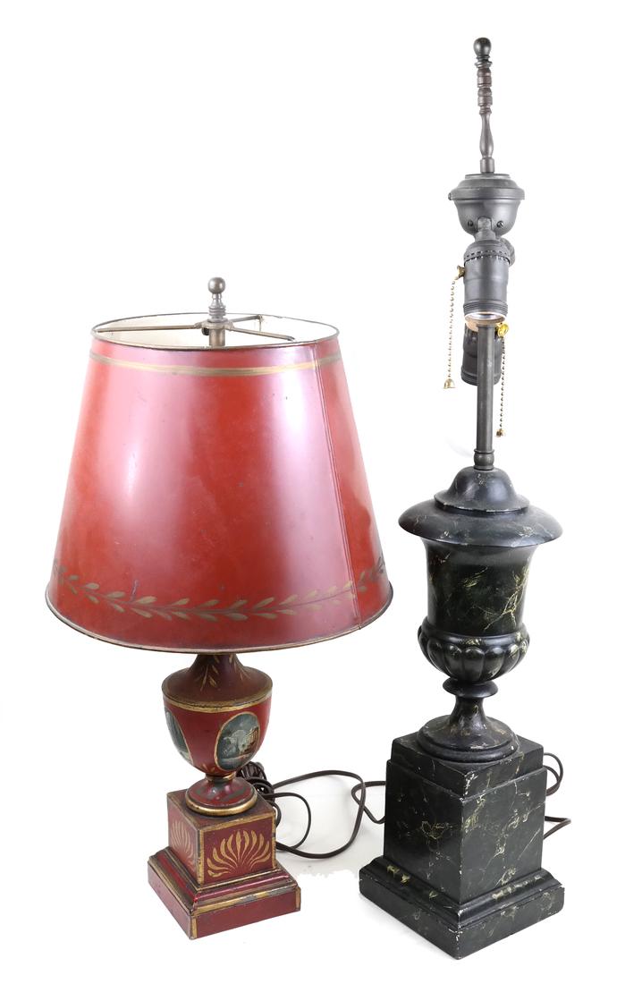 Tole and Faux Marble Urn Lamps (1 of 7)