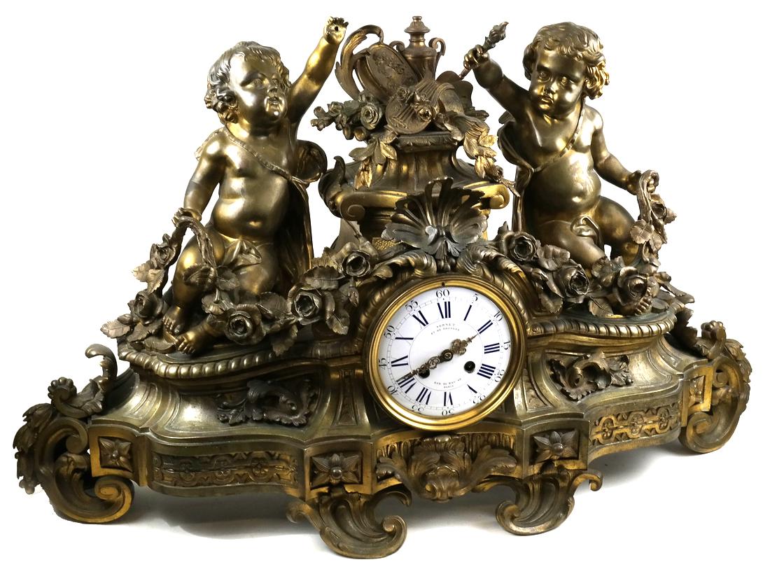 19th C. Vernet French Cherub Mantle Clock (1 of 10)