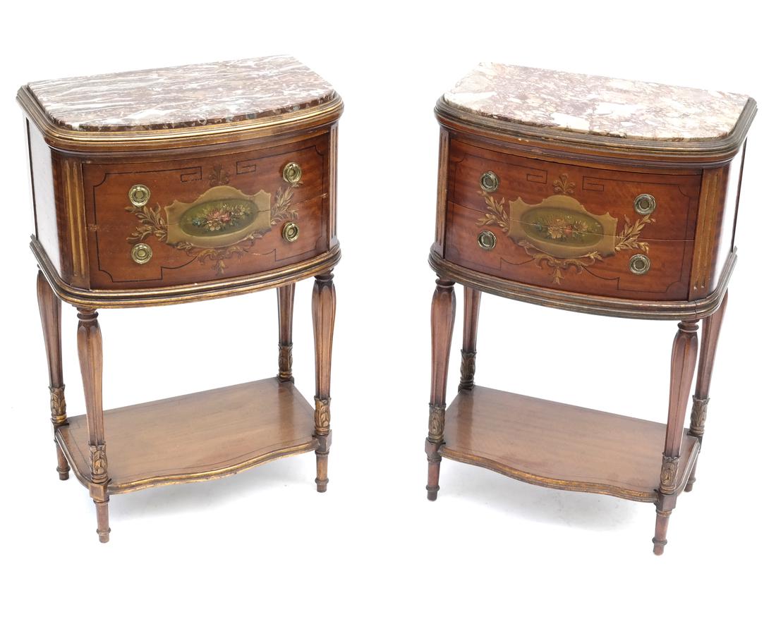Pair of Louis XVI Painted Marble Top Stands (1 of 8)