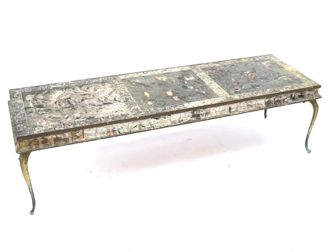 Faux Marble Brass Base Cocktail Table (1 of 6)