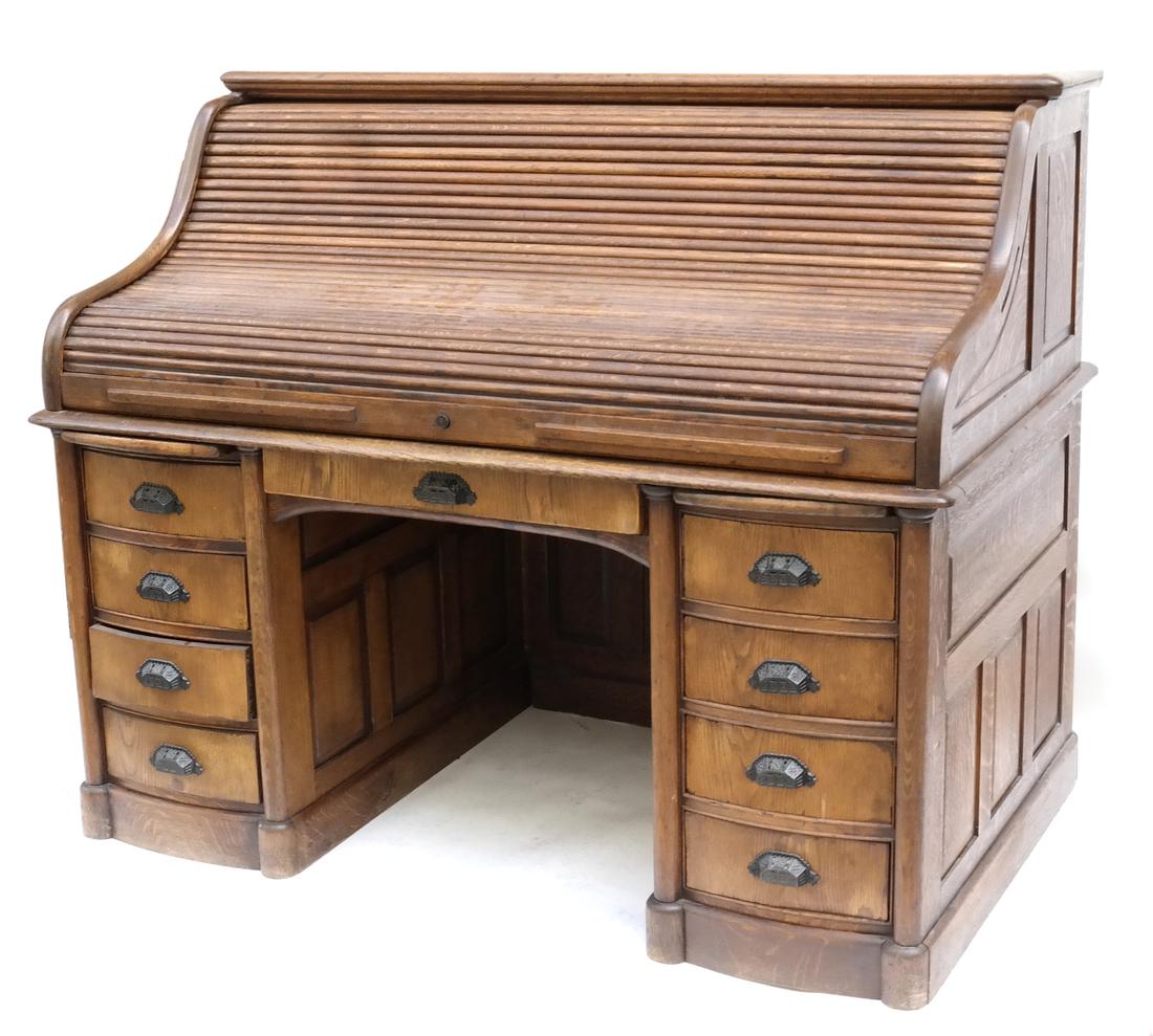 Antique Oak Roll Top Desk (1 of 10)