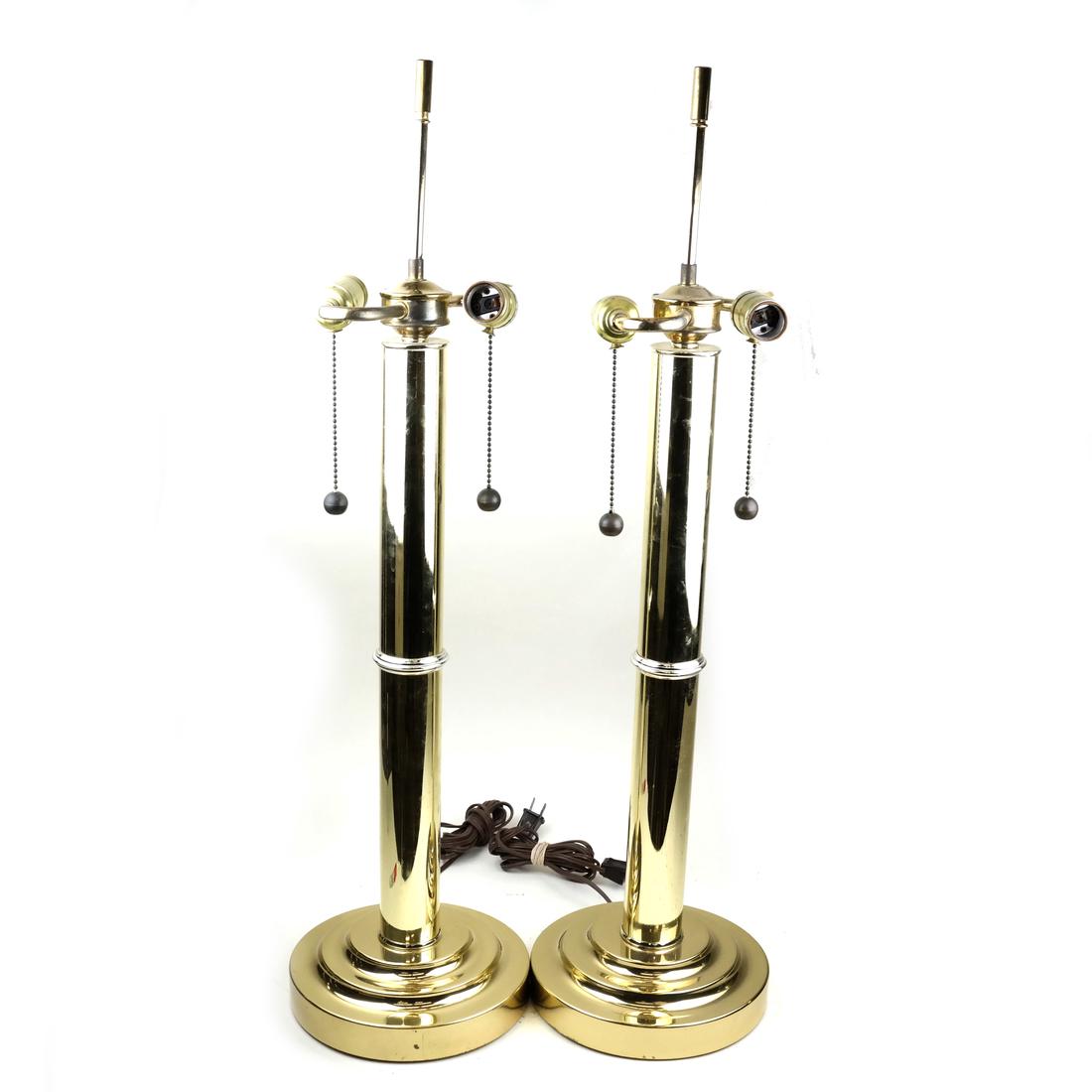 Pair of Brass Column Lamps (1 of 5)