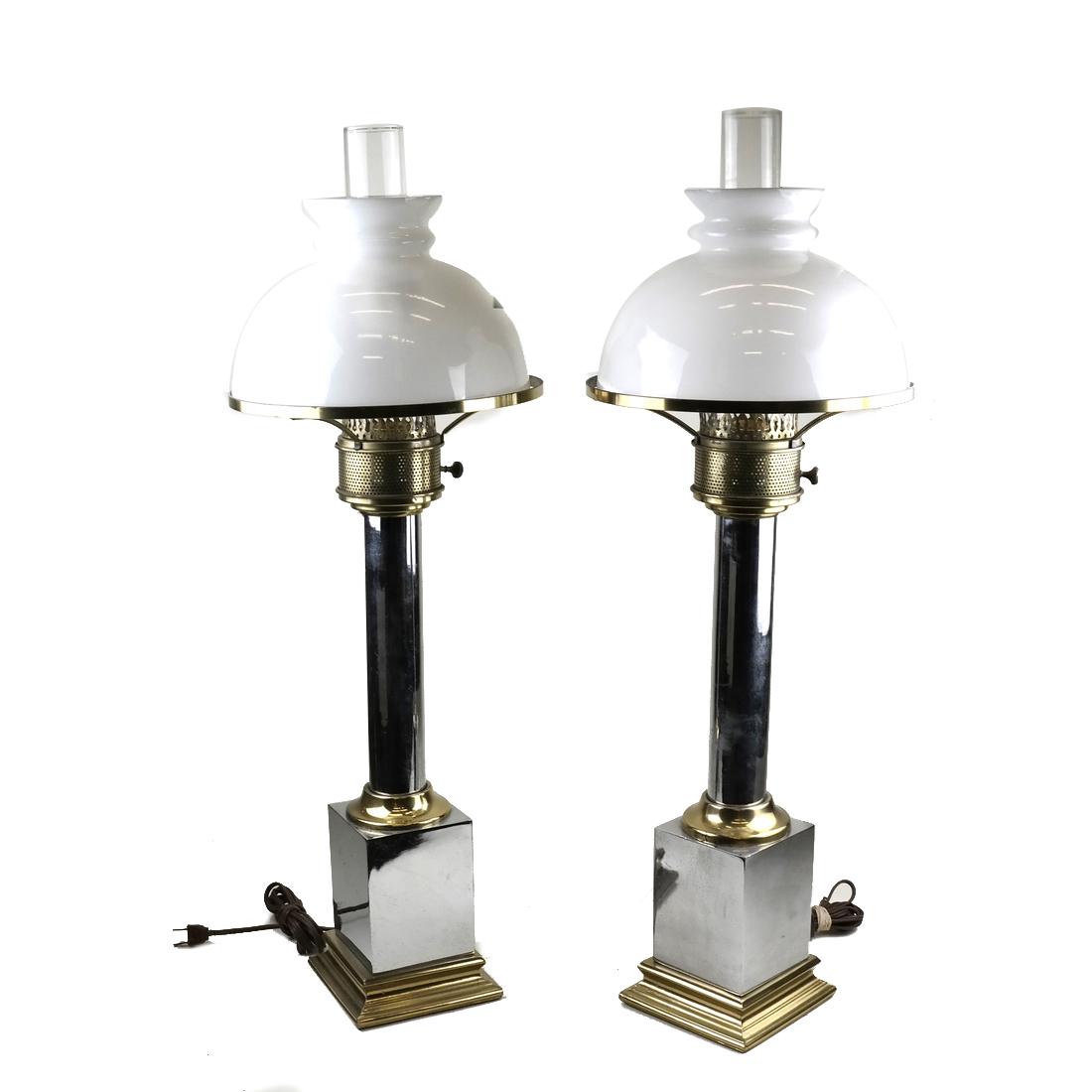 Pair of Brass Hurricane Lamps (1 of 6)