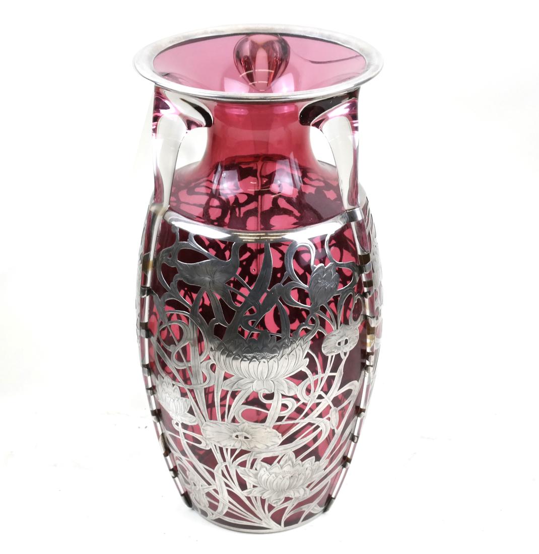Ruby Glass and Silver Overlay Vase (1 of 7)