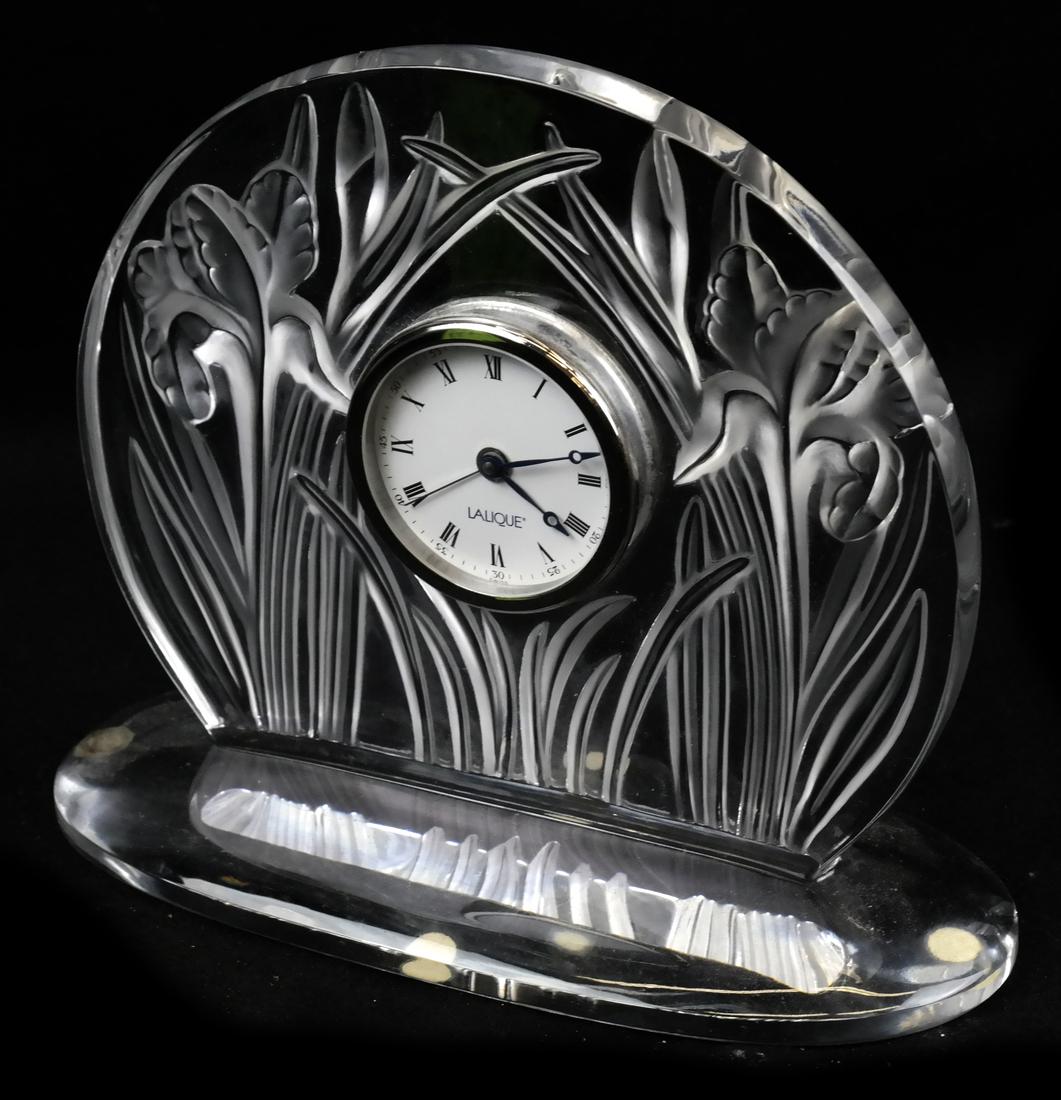 Lalique, France Floral Glass Clock (1 of 7)