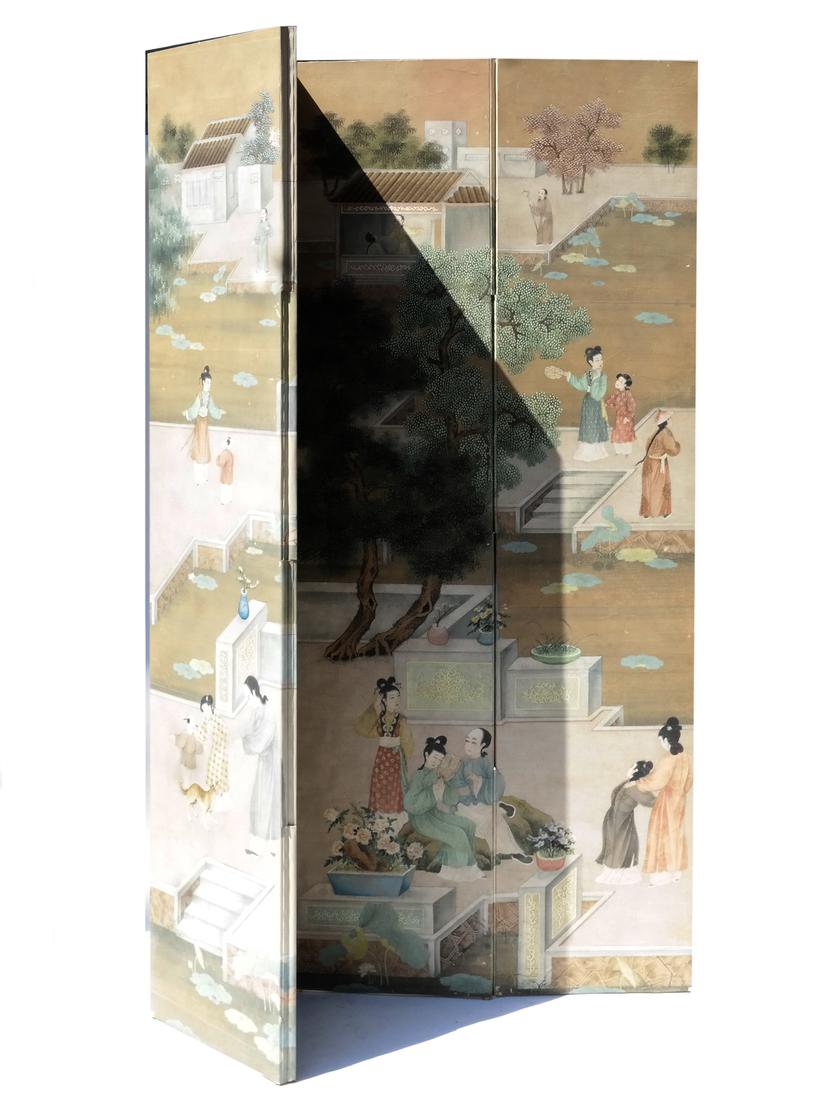 Chinese Chinoiserie Four-Panel Screen (1 of 7)