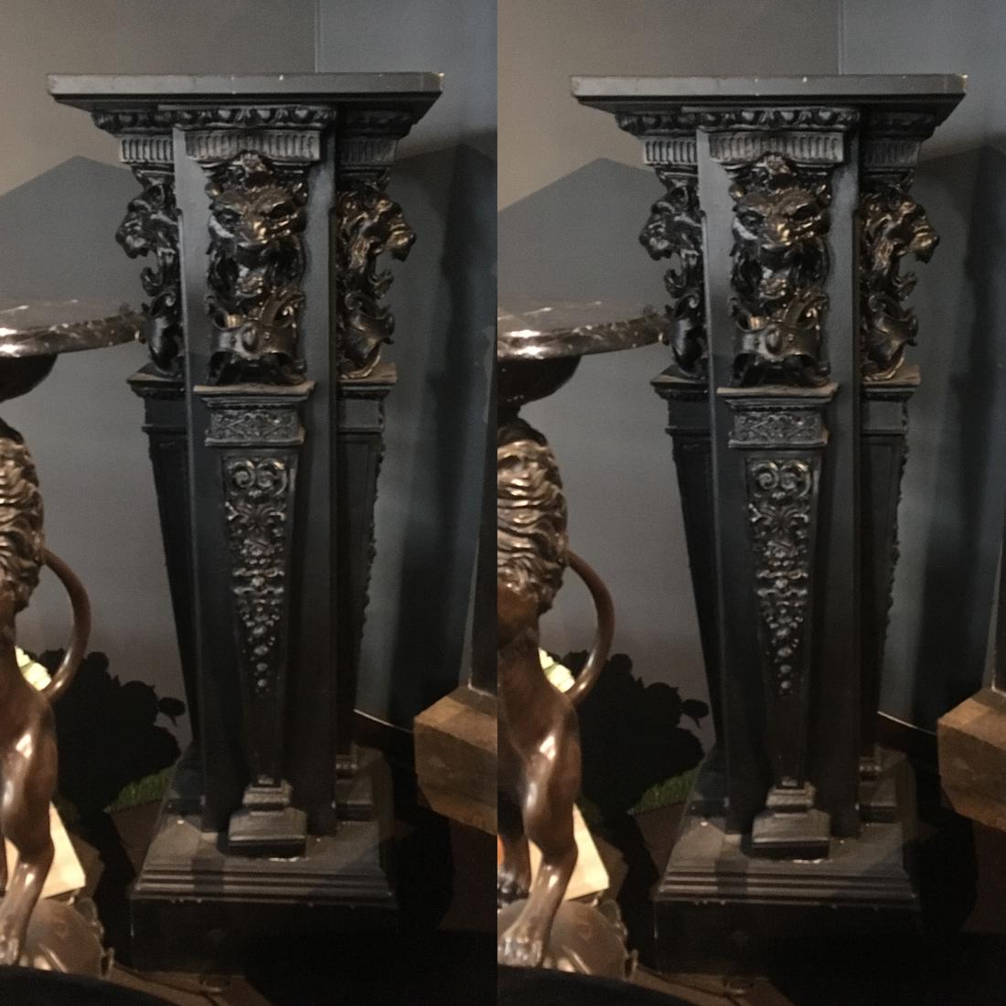 Two Wooden Lion Pedestals (1 of 4)