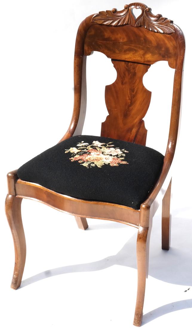 Victorian Mahogany Needlepoint Side Chair (1 of 5)