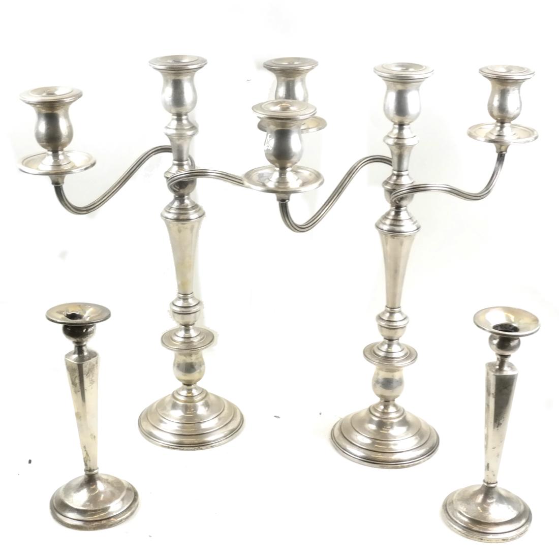 Two Pairs of Sterling Silver Candlesticks (1 of 3)