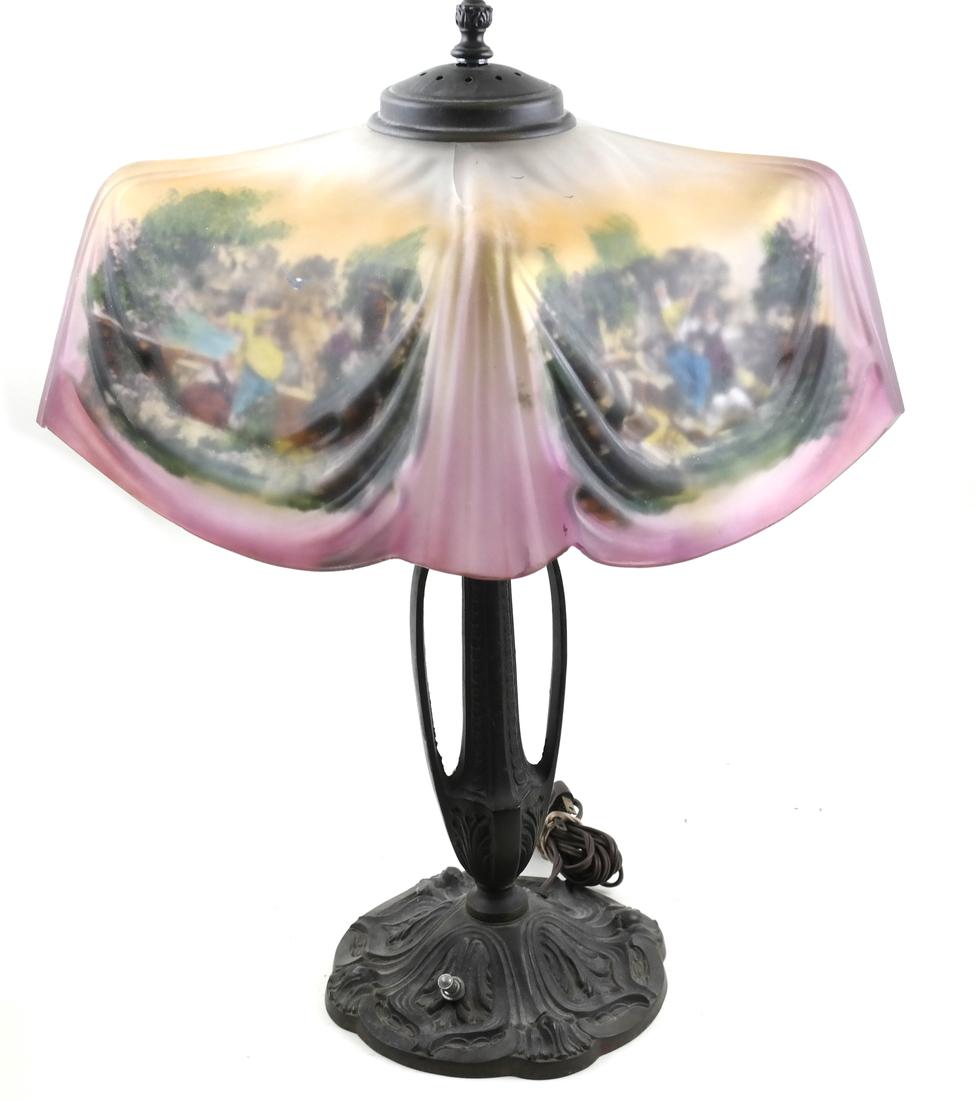 Pairpoint-Style Glass and Bronze Table Lamp (1 of 6)