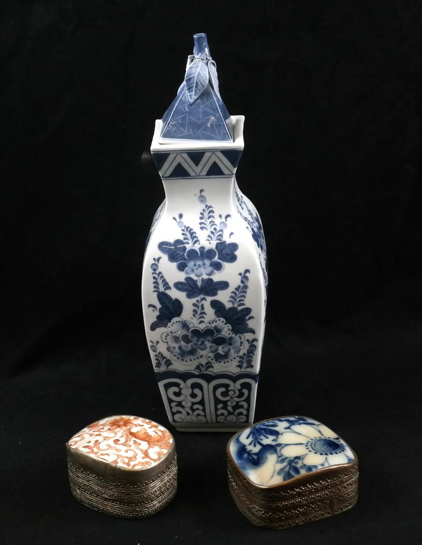 Asian Group: Thai Vase, 2 Porcelain Top Boxes (1 of 6)