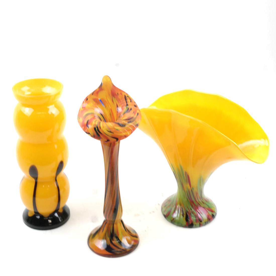 Three Art Glass Vases (1 of 6)