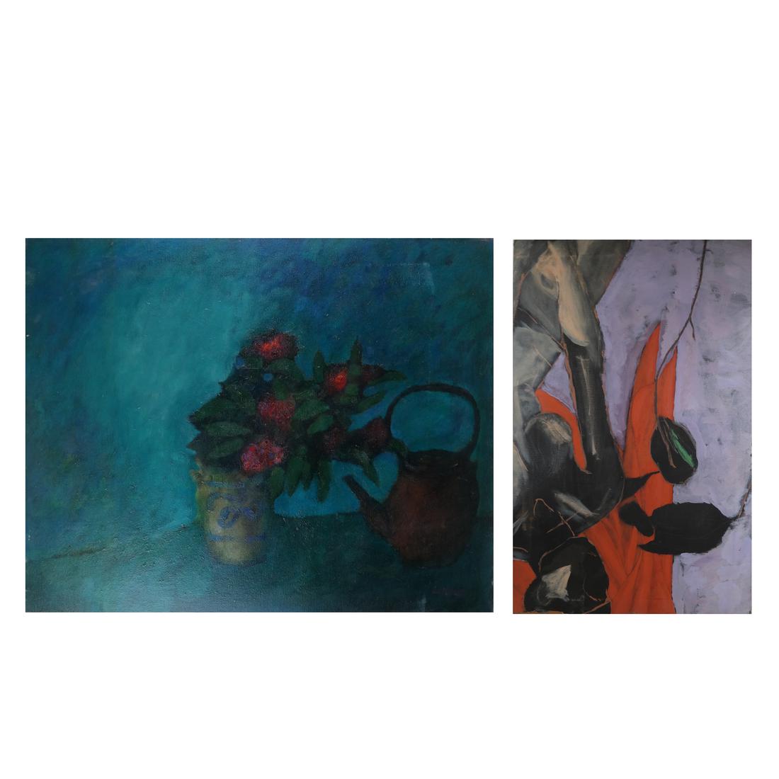 Modernist Figure and Still Life - Oil on Canvas (1 of 9)