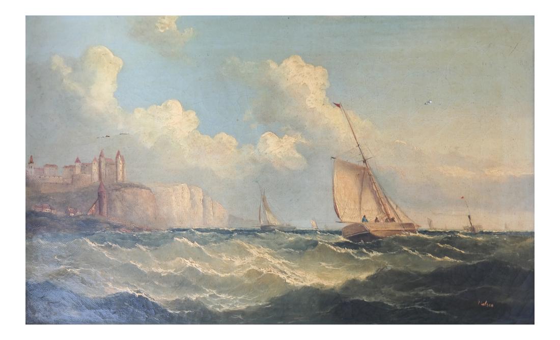19th Century English Coastal Scene - Oil On Canvas (1 of 6)