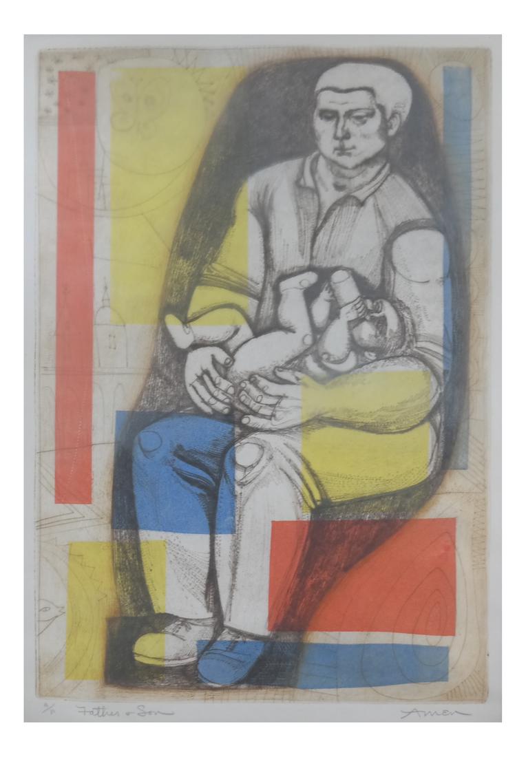 Irving Amen, "Father & Son" - A.P. Lithograph (1 of 7)