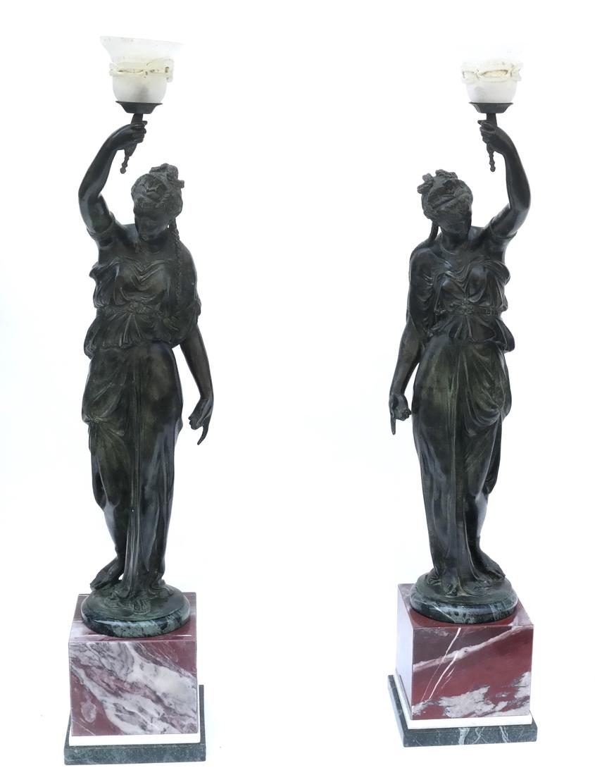Pair of Classical Female-Form Bronze Lamps (1 of 6)