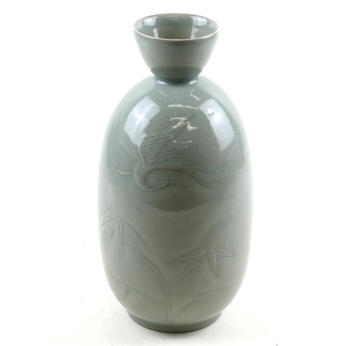 Asian Celedon Decorated Vase (1 of 5)
